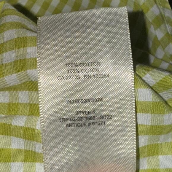 Sunday Best Eliza Top Women's Size XS White Pear Green Gingham S/S Button Front - Picture 7 of 7